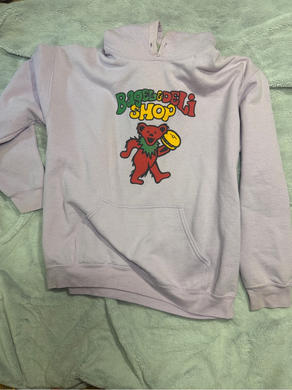 Bagel & Deli Shop Hoodie Lavender dancing bear (Grateful Dead) Oxford Ohio 2020